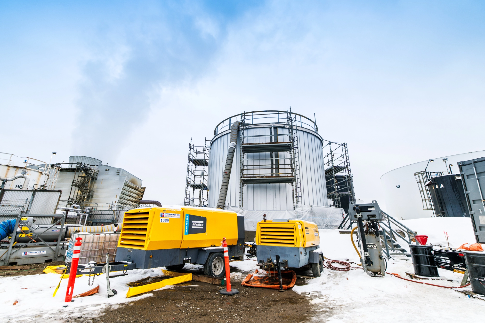 Abrasive blast surface profile prep and containment setup